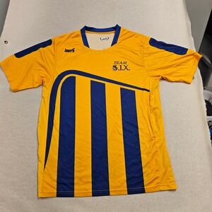 Inaria Mens Brazil 2012 Soccer Jersey Yellow Blue Striped Team Six Shirt Size M